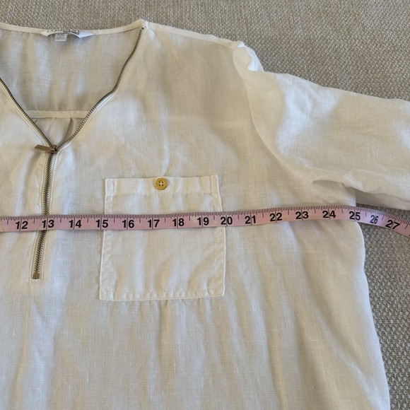 Ellen Tracy womens shirt size XXL 100% linen roll-tab sleeve popover beach - Picture 12 of 13